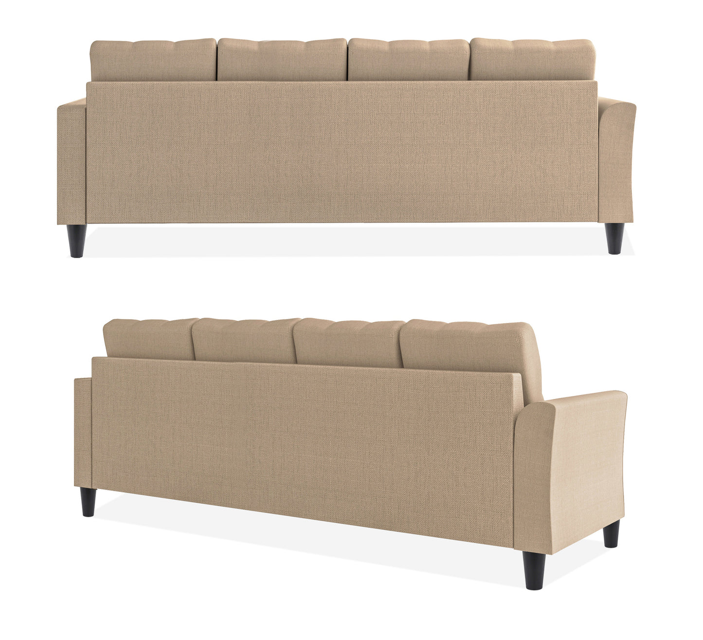 Adorn India Maddox Tufted L Shape 5 Seater Sofa Chenille Sofa Set RHS (Beige) (3 Year Warranty)