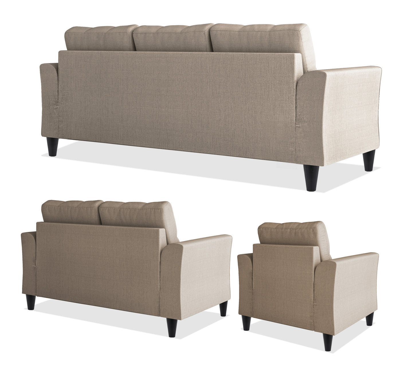 Adorn India Maddox Tufted 3+2+1 6 Seater Sofa Set (Beige) (3 Year Warranty)