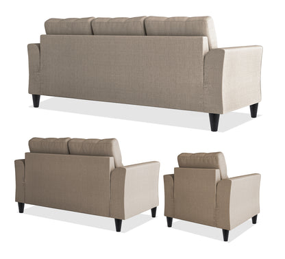 Adorn India Maddox Tufted 3+2+1 6 Seater Sofa Set (Beige) (3 Year Warranty)