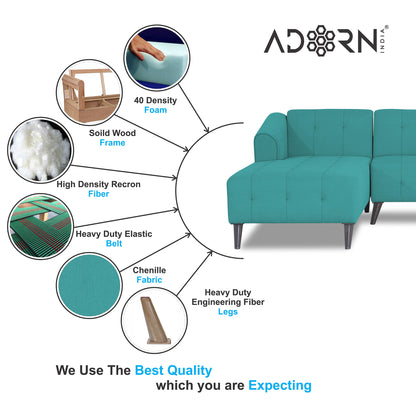Adorn India Exclusive Mystic L Shape 6 Seater Sofa Set (LHS) (3 Year Warranty)