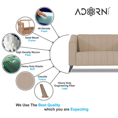 Adorn India Premium Laurel 2 Seater Sofa (Beige) (3 Year Warranty)