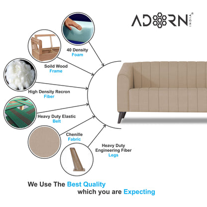 Adorn India Premium Laurel 3+1+1 5 Seater Sofa Set (Beige) (3 Year Warranty)