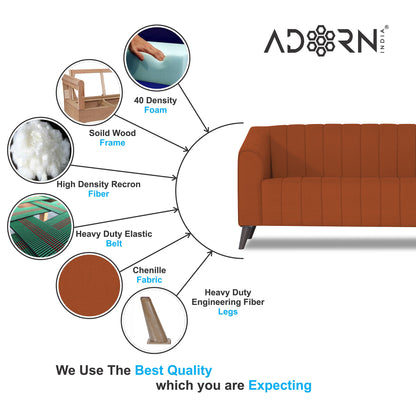 Adorn India Premium Laurel 3+2 5 Seater Sofa Set (Rust) (3 Year Warranty)