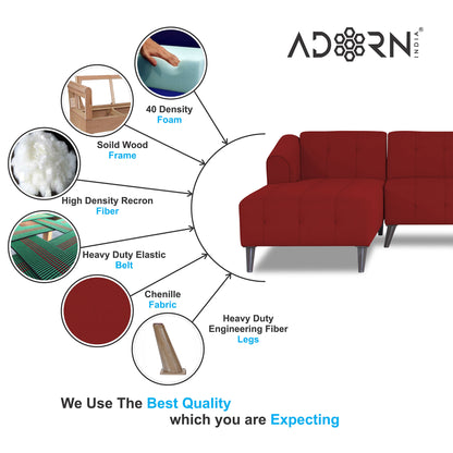 Adorn India Exclusive Mystic L Shape 6 Seater Sofa Set (LHS) (3 Year Warranty)