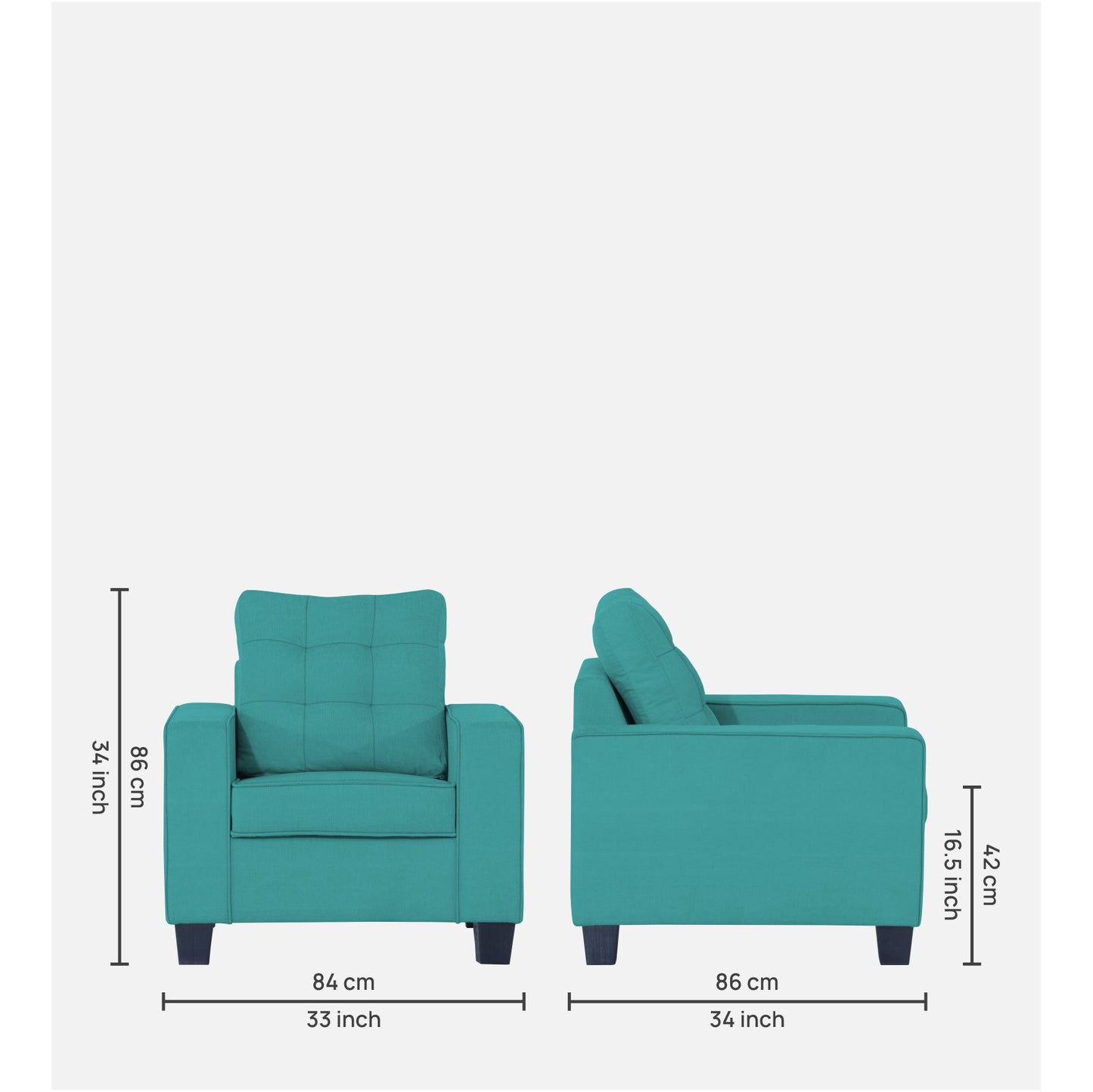 Adorn India Raptor 1 Seater Sofa (Aqua Blue)