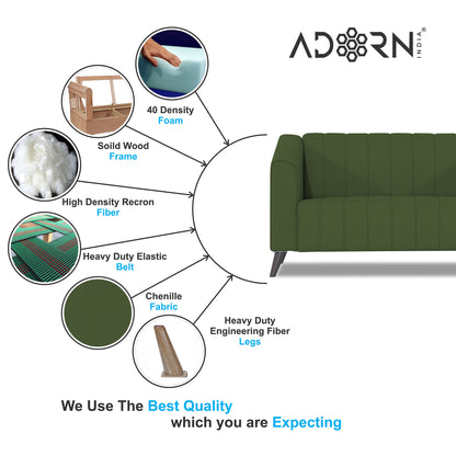Adorn India Premium Laurel 2 Seater Sofa (Green) (3 Year Warranty)
