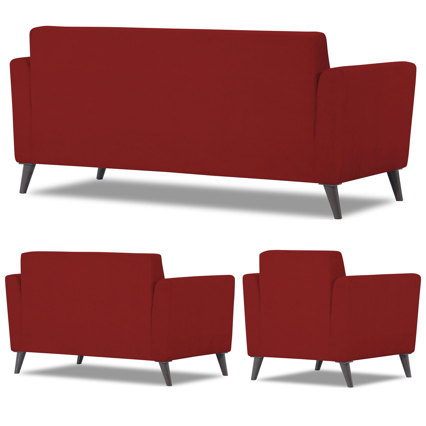 Adorn India Daniel 3+2+1 6 Seater Sofa Set (Red) (3 Year Warranty)
