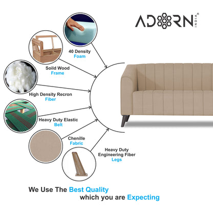 Adorn India Premium Laurel 3+2 5 Seater Sofa Set (Beige) (3 Year Warranty)
