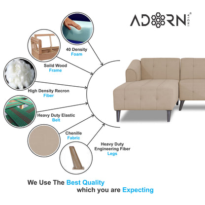 Adorn India Exclusive Mystic L Shape 6 Seater Sofa Set (LHS) (3 Year Warranty)