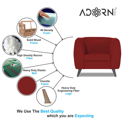 Adorn India Mason 1 Seater Sofa (Aqua Blue)