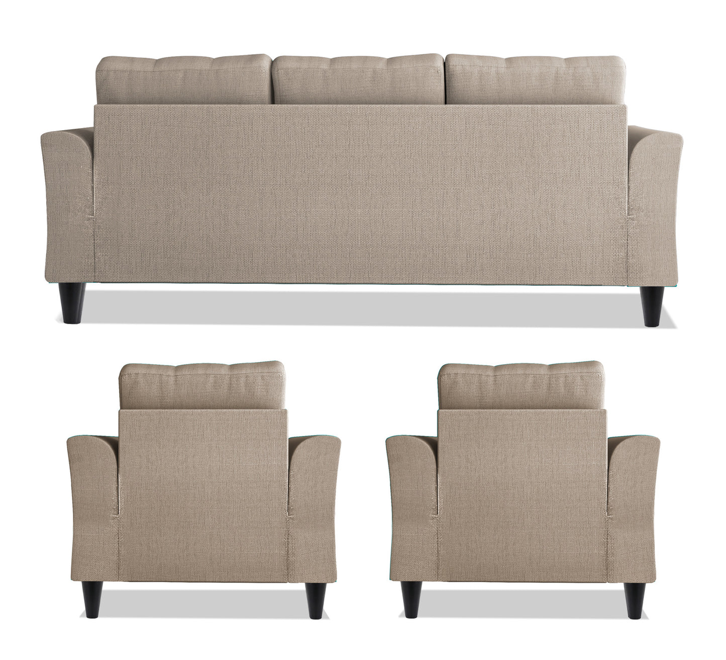 Adorn India Maddox Tufted 3-1-1 5 Seater Sofa Set (Beige) (3 Year Warranty)