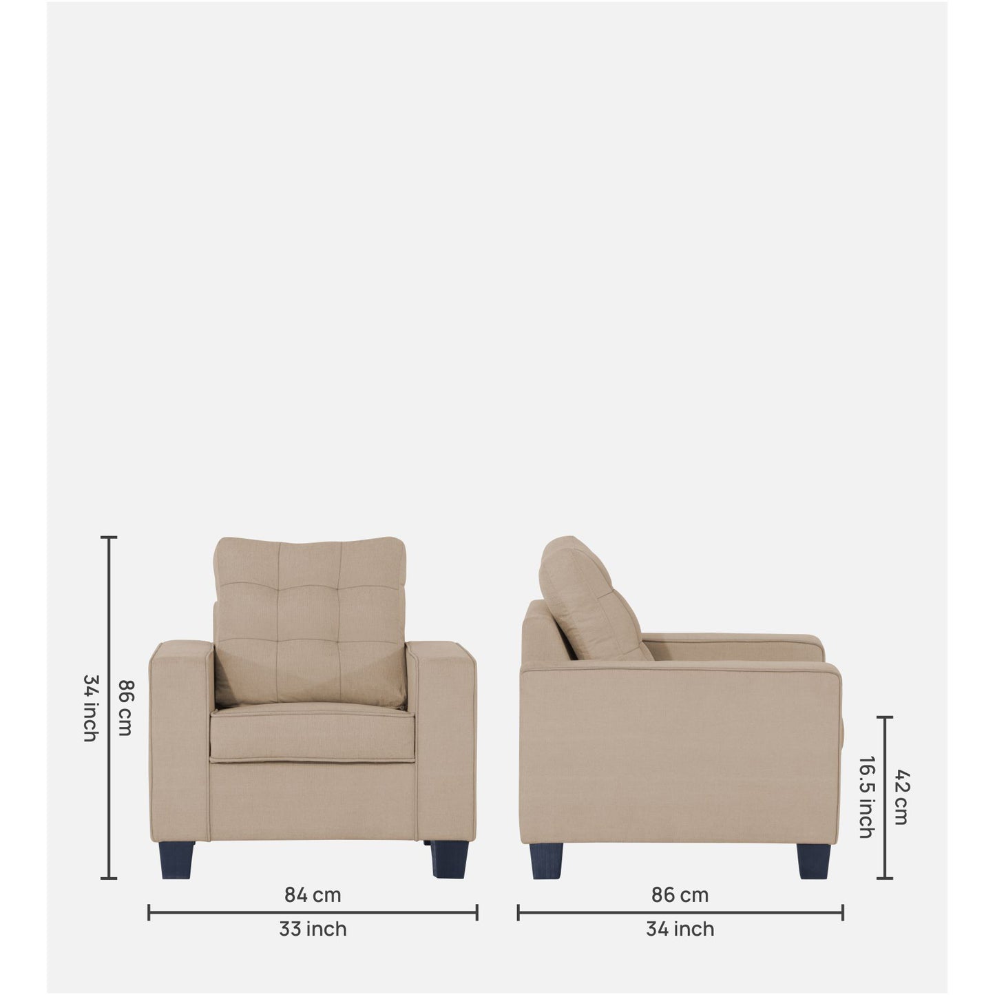Adorn India Raptor 1 Seater Sofa (Beige)