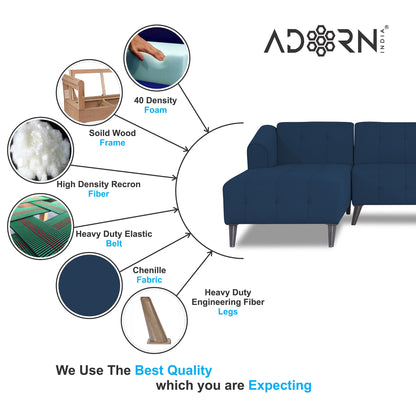 Adorn India Exclusive Mystic L Shape 6 Seater Sofa Set (LHS) (3 Year Warranty)