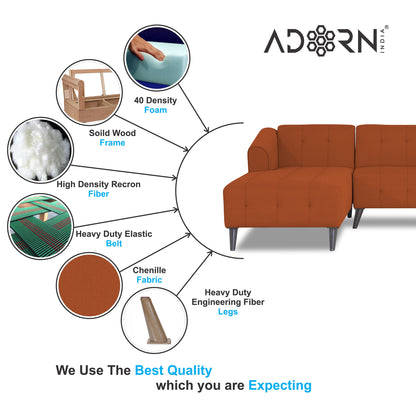 Adorn India Exclusive Mystic L Shape 6 Seater Sofa Set (LHS) (3 Year Warranty)