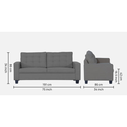 Adorn India Raptor 3 Seater Sofa (Grey)