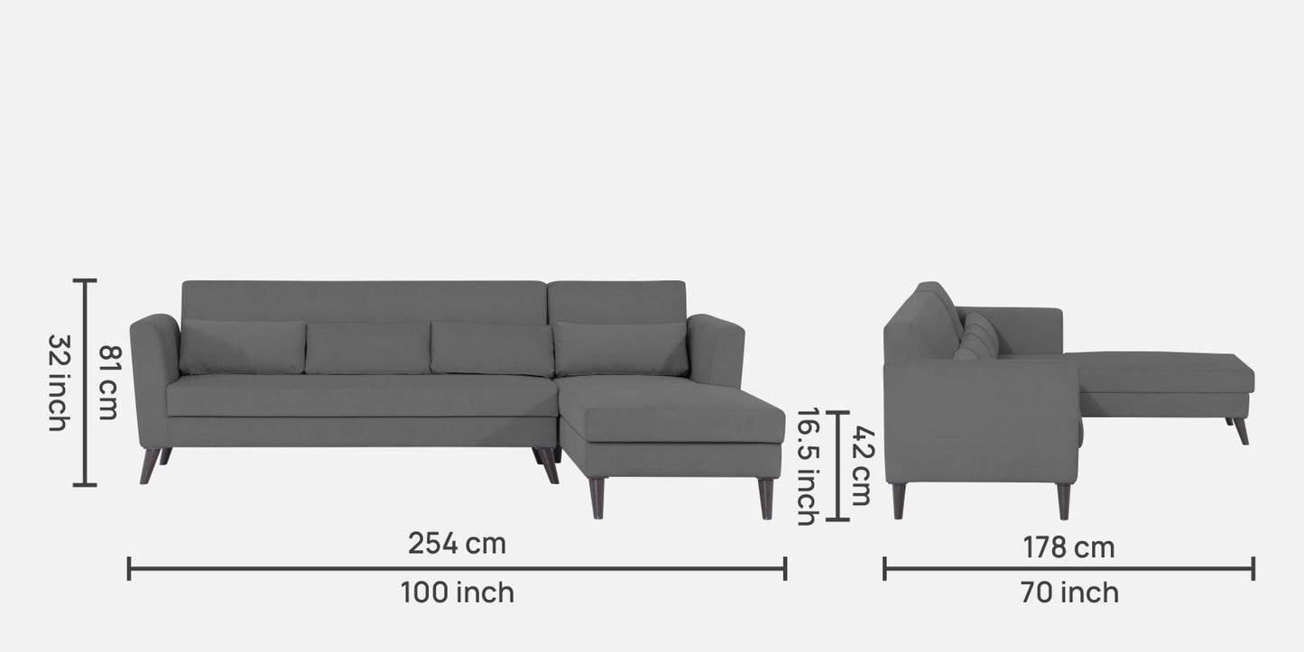 Adorn India Daniel L Shape 6 Seater Sofa Set RHS (Grey) (3 Year Warranty)