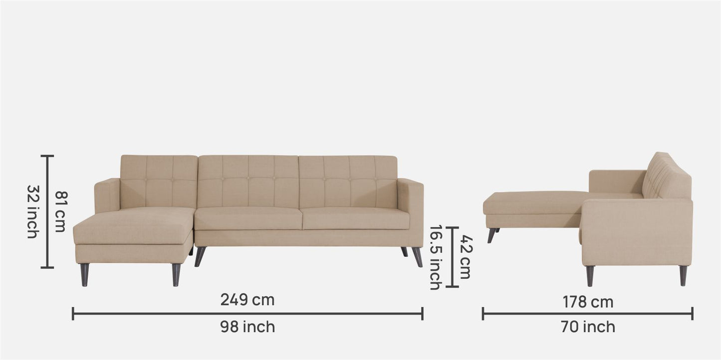 Adorn India Chilly L Shape 6 Seater Sofa Set LHS (Beige) (3 Year Warranty)