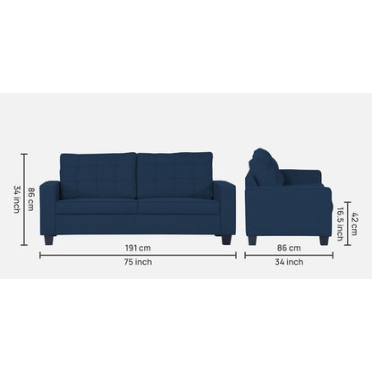 Adorn India Raptor 3 Seater Sofa (Blue)