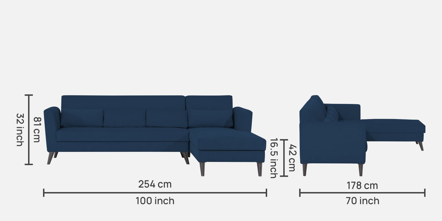 Adorn India Daniel L Shape 6 Seater Sofa Set RHS (Blue) (3 Year Warranty)