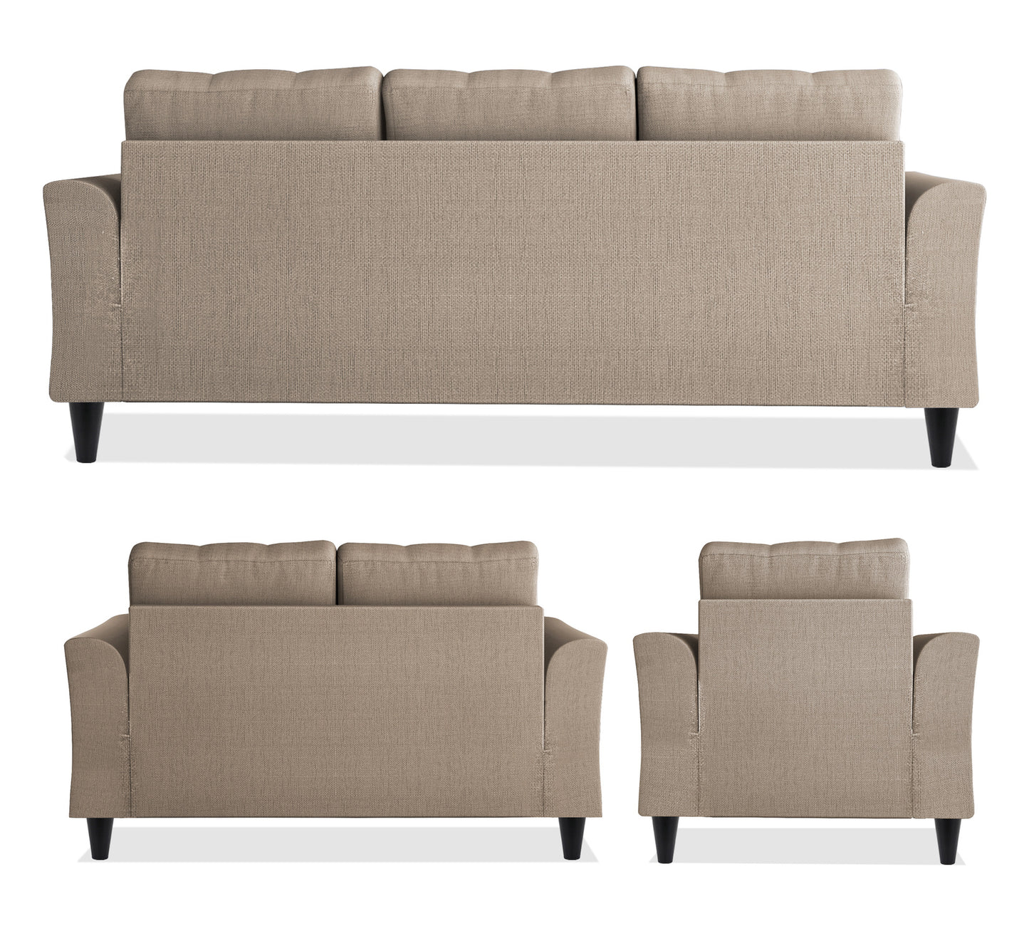 Adorn India Maddox Tufted 3+2+1 6 Seater Sofa Set (Beige) (3 Year Warranty)