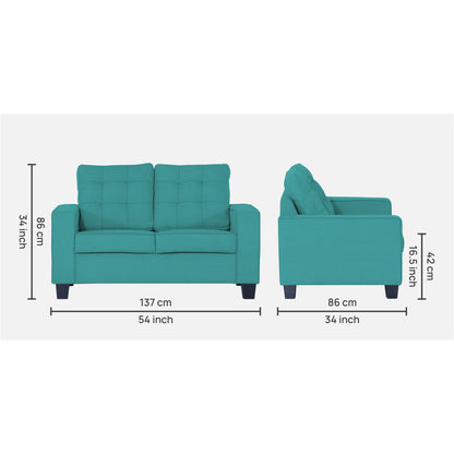 Adorn India Raptor 2 Seater Sofa (Aqua Blue)