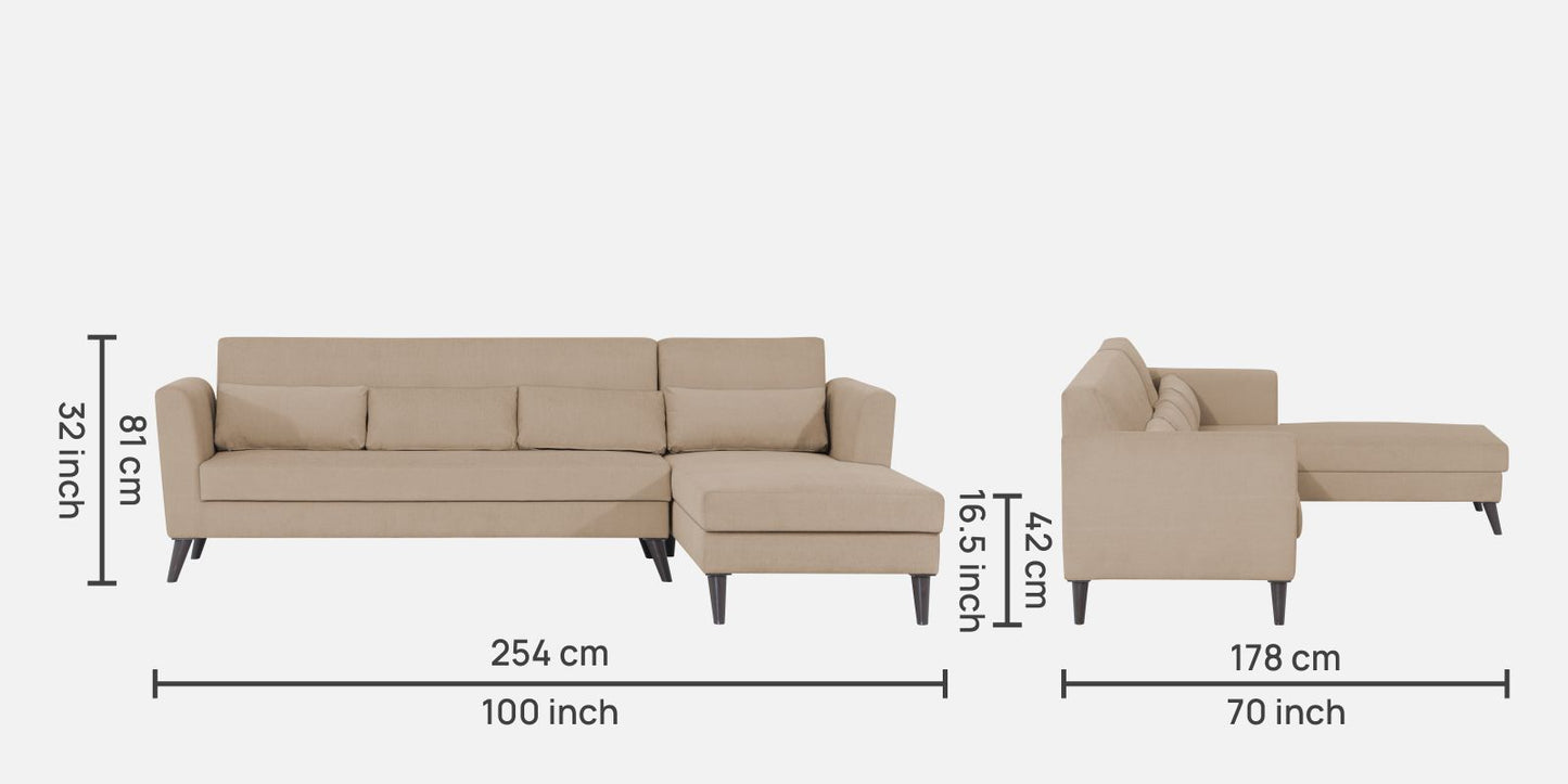 Adorn India Daniel L Shape 6 Seater Sofa Set RHS (Beige) (3 Year Warranty)