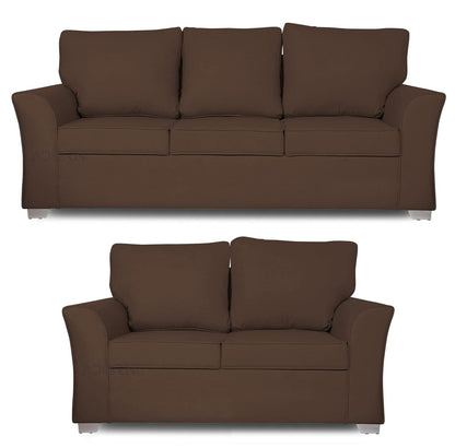 Adorn India Alexia 3+2 Five Seater Sofa Set (Brown)
