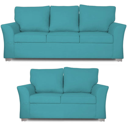 Adorn India Alexia 3+2 Five Seater Sofa Set (Aqua Blue)