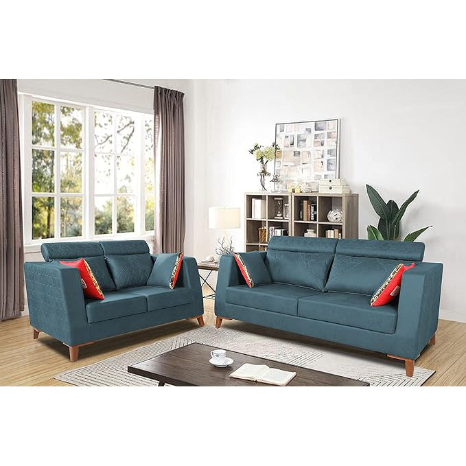 Adorn India Premium Pluto 3+2 Five Seater Sofa Set (Blue)