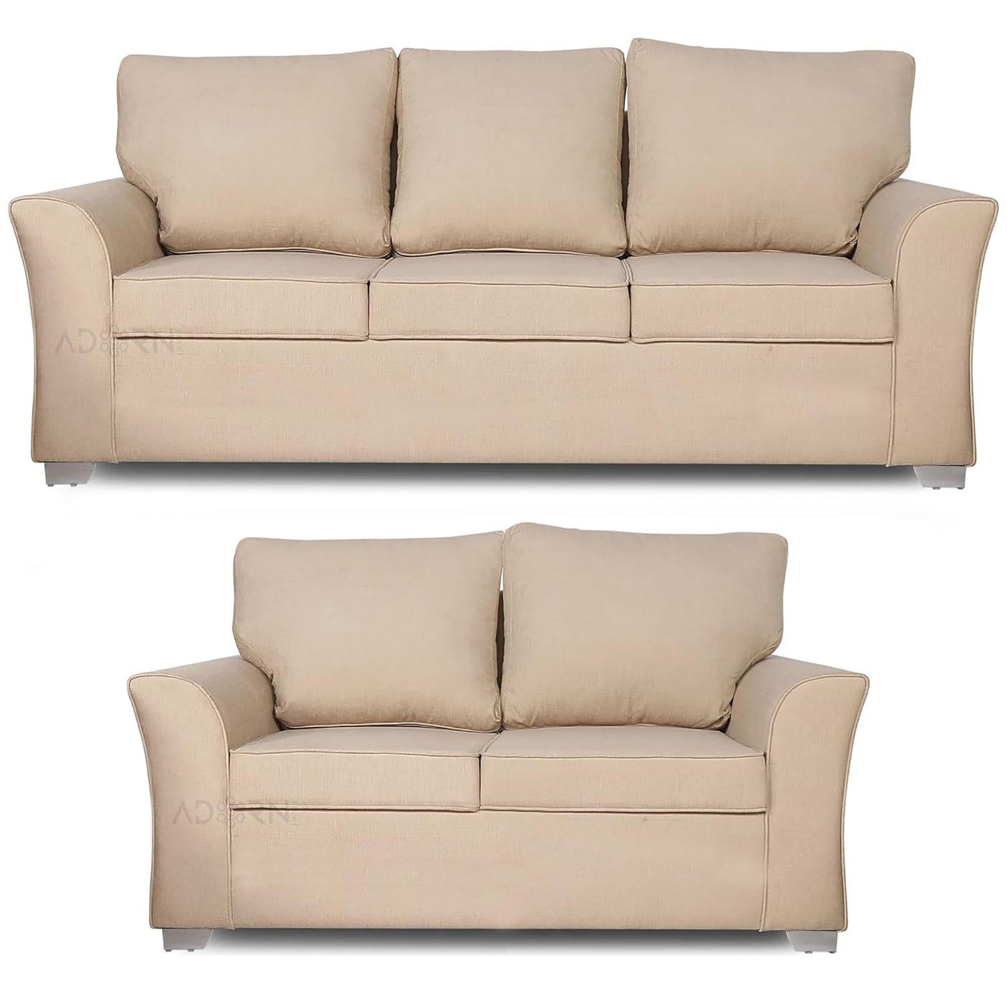 Adorn India Alexia 3+2 Five Seater Sofa Set (Beige)