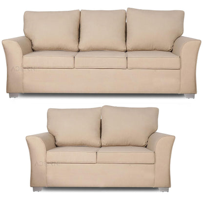 Adorn India Alexia 3+2 Five Seater Sofa Set (Beige)