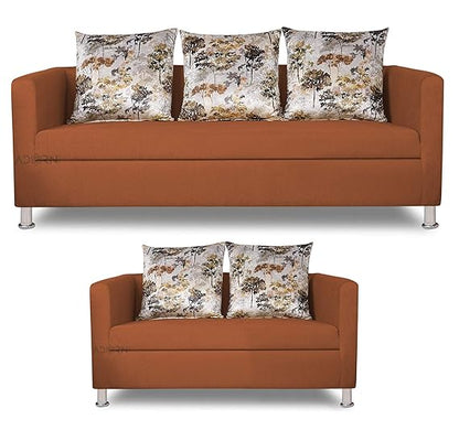Adorn India Alita 3+2 Compact 5 Seater Sofa Set (Rust)