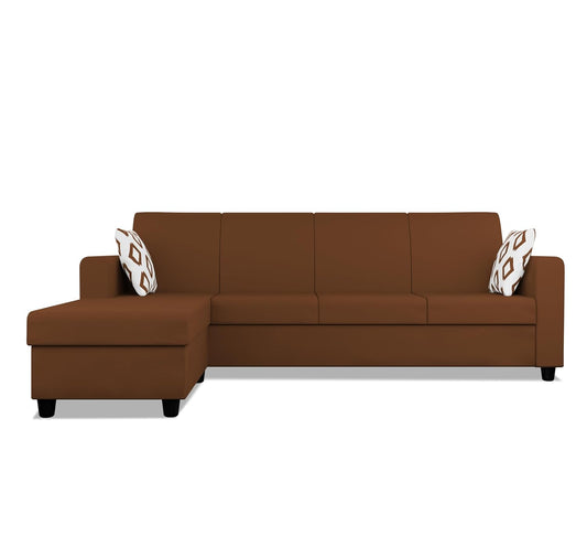 Adorn India Monteno L Shape 5 Seater Sofa Set LHS(Brown) (3 Year Warranty)