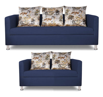 Adorn India Alita 3+2 Compact 5 Seater Sofa Set (Blue)