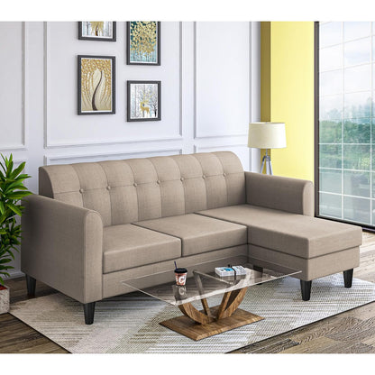 Adorn India Rio Elegant L Shape 4 Seater Sofa Set (Beige) (3 Year Warranty)