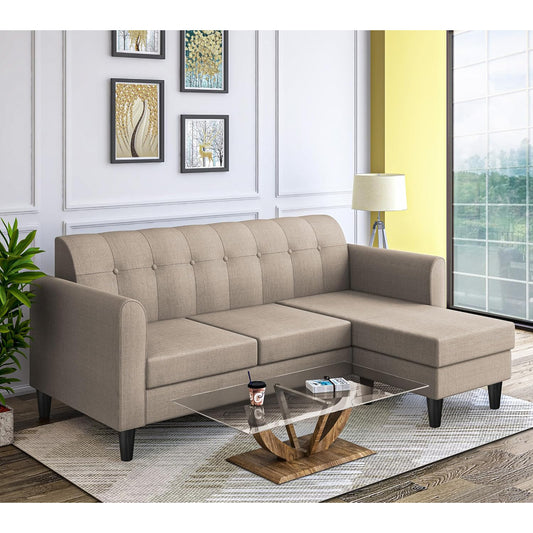 Adorn India Rio Elegant L Shape 4 Seater Sofa Set (Beige) (3 Year Warranty)