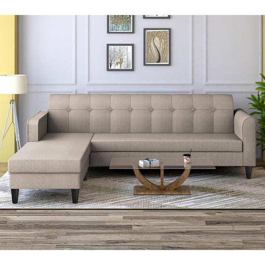 Adorn India Rio Elegant L Shape 5 Seater Sofa Set (LHS) (Beige) (3 Year Warranty)