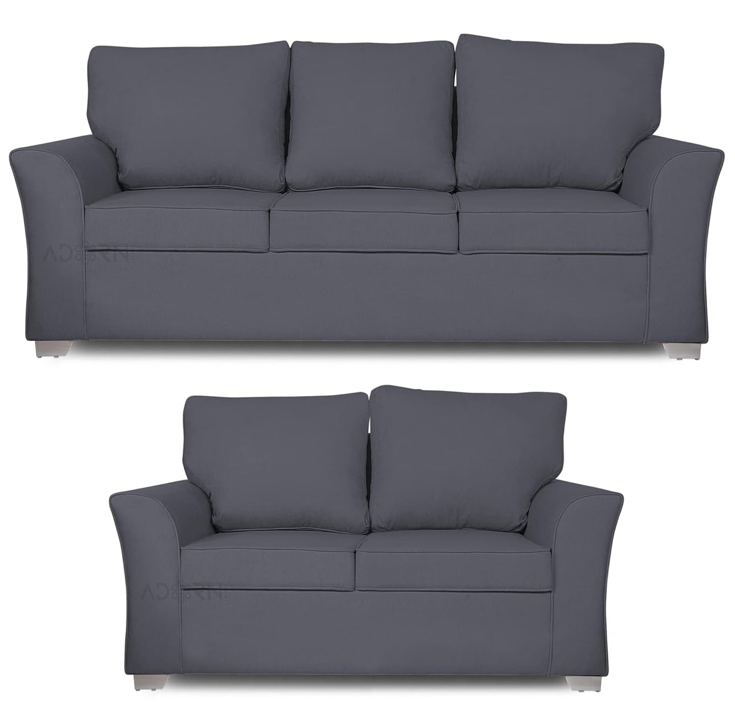 Adorn India Alexia 3+2 Five Seater Sofa Set (Dark Grey)