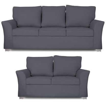 Adorn India Alexia 3+2 Five Seater Sofa Set (Dark Grey)