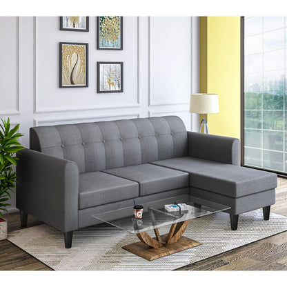 Adorn India Rio Elegant L Shape 4 Seater Sofa Set (Grey) (3 Year Warranty)