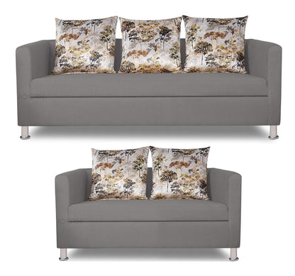 Adorn India Alita 3+2 Compact 5 Seater Sofa Set (Light Grey)