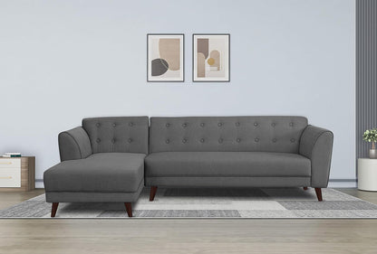 Adorn India (3 Years Warranty Leaf 6 Seater Corner Sofa (Grey) Left Hand Side