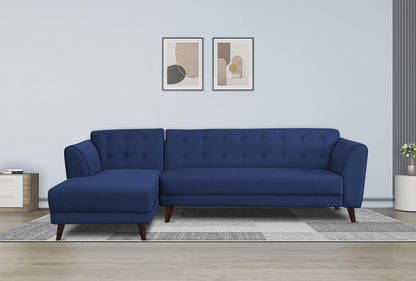 Adorn India (3 Years Warranty Leaf 6 Seater Corner Sofa (Blue) Left Hand Side