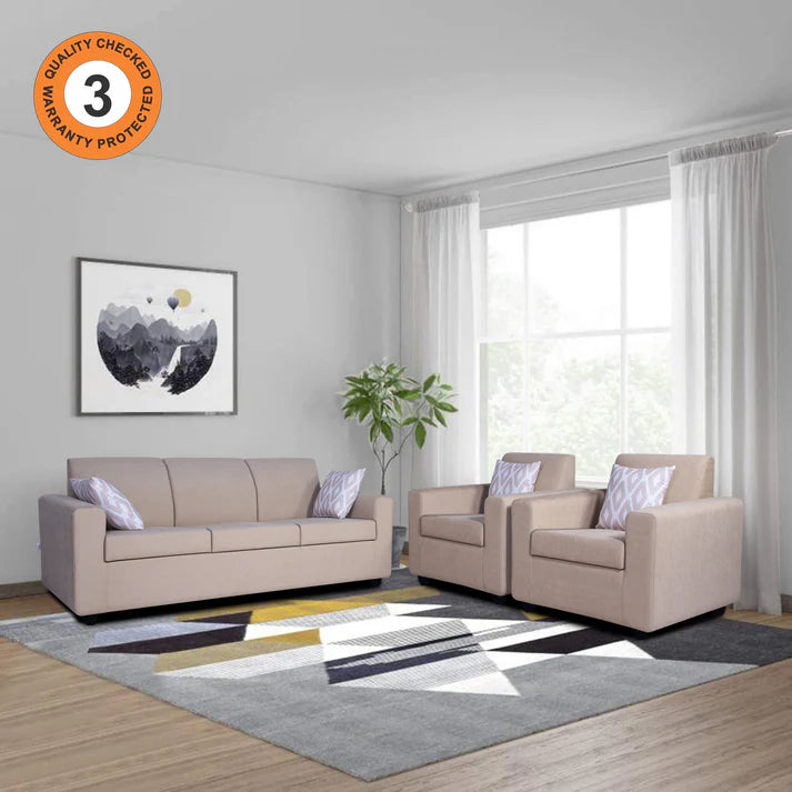 Adorn India Hallton Plain 2 Seater Sofa (Beige) (3 Year Warranty)