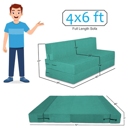 Adorn India Easy Alyn Plus Stripes 2 Seater Sofa Cum Bed (4X6) (Aqua Blue) (1 Year Warranty)