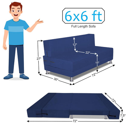 Adorn India Foam Easy Alyn Plus Decent 4 Seater Sofa Cum Bed (6X6) (Blue) (1 Year Warranty)