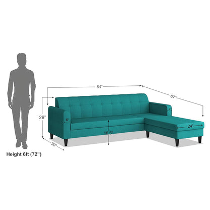Adorn India Rio Elegant L Shape 5 Seater Sofa Set (RHS) (Aqua Blue) (3 Year Warranty)