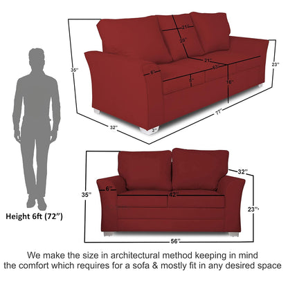 Adorn India Alexia 3+2 Five Seater Sofa Set (Maroon)