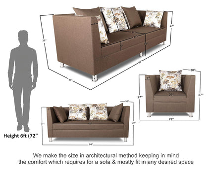 Adorn India Alica 3+2+1 Six Seater Sofa Set (Camel)