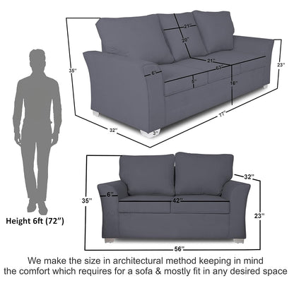 Adorn India Alexia 3+2 Five Seater Sofa Set (Dark Grey)